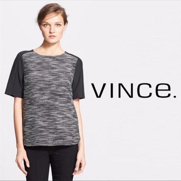 VINCE Boxy Textured Tweed & Wool Contrast Shirt - Picture 3 of 13